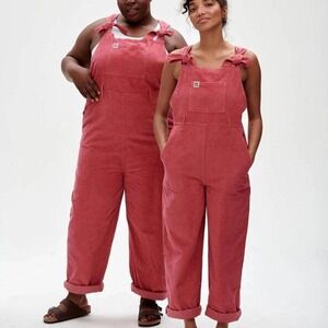 Lucy & Yak Baroque Rose Corduroy Dungarees UK 12 US 8 Organic Cotton